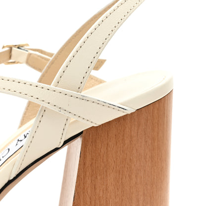 Jimmy Choo Calfskin Joya 85mm Sandals 37 Ivory 9 of 11