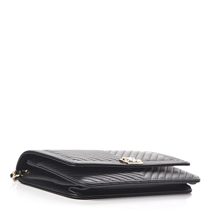 Chanel Calfskin Chevron Boy Wallet On Chain WOC Black 4 of 13