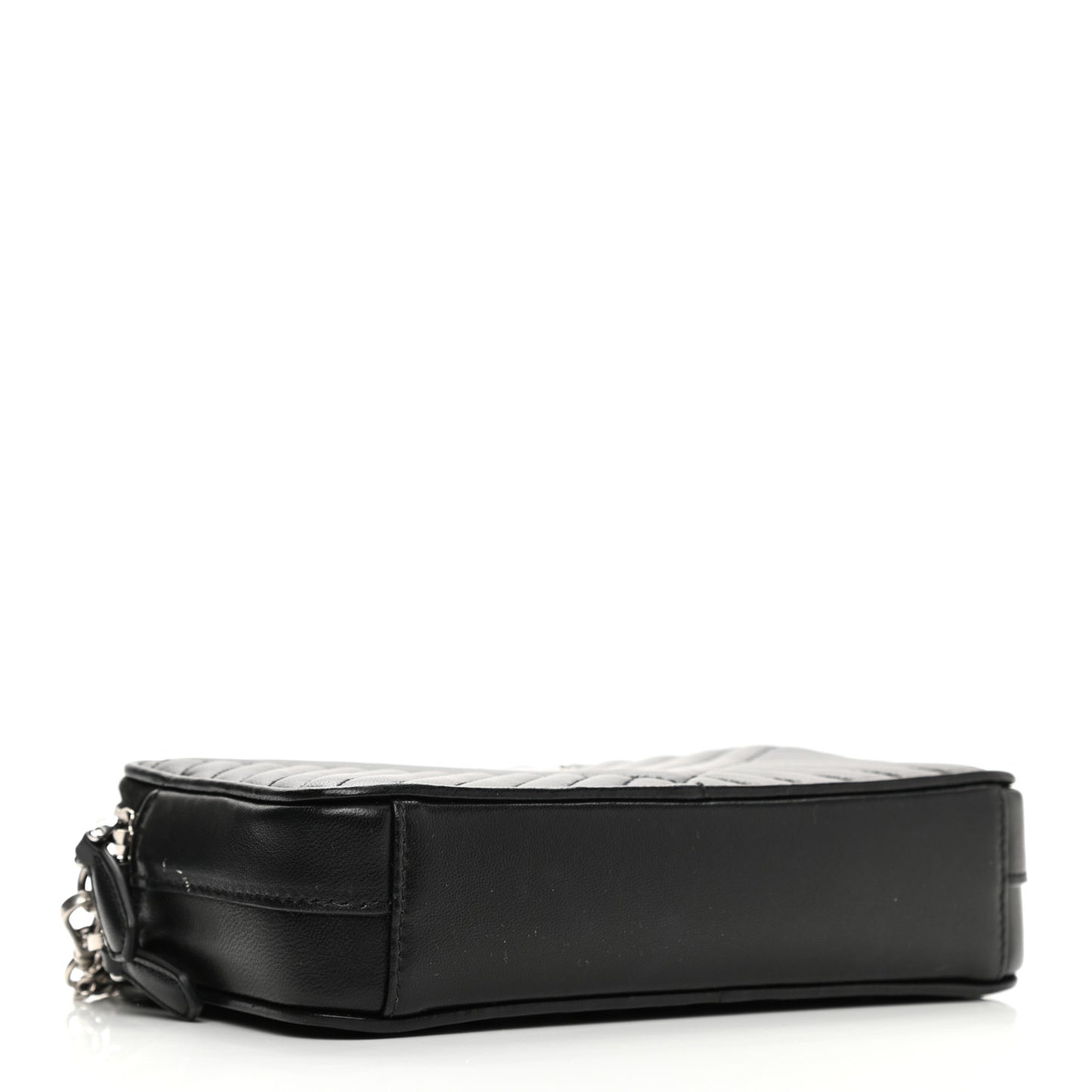 Nappa Impunture Diagramme Mini Double Zip Chain Crossbody Bag Black