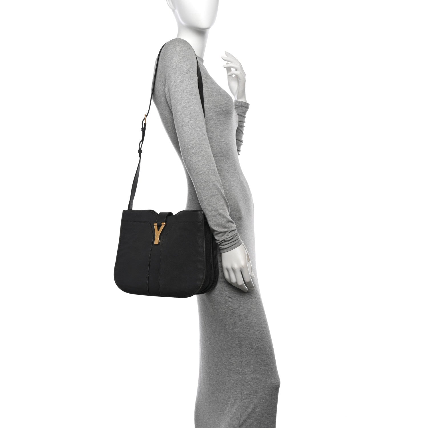 Saint Laurent Sheepskin Medium Chyc Shoulder Bag Grey 2 of 16