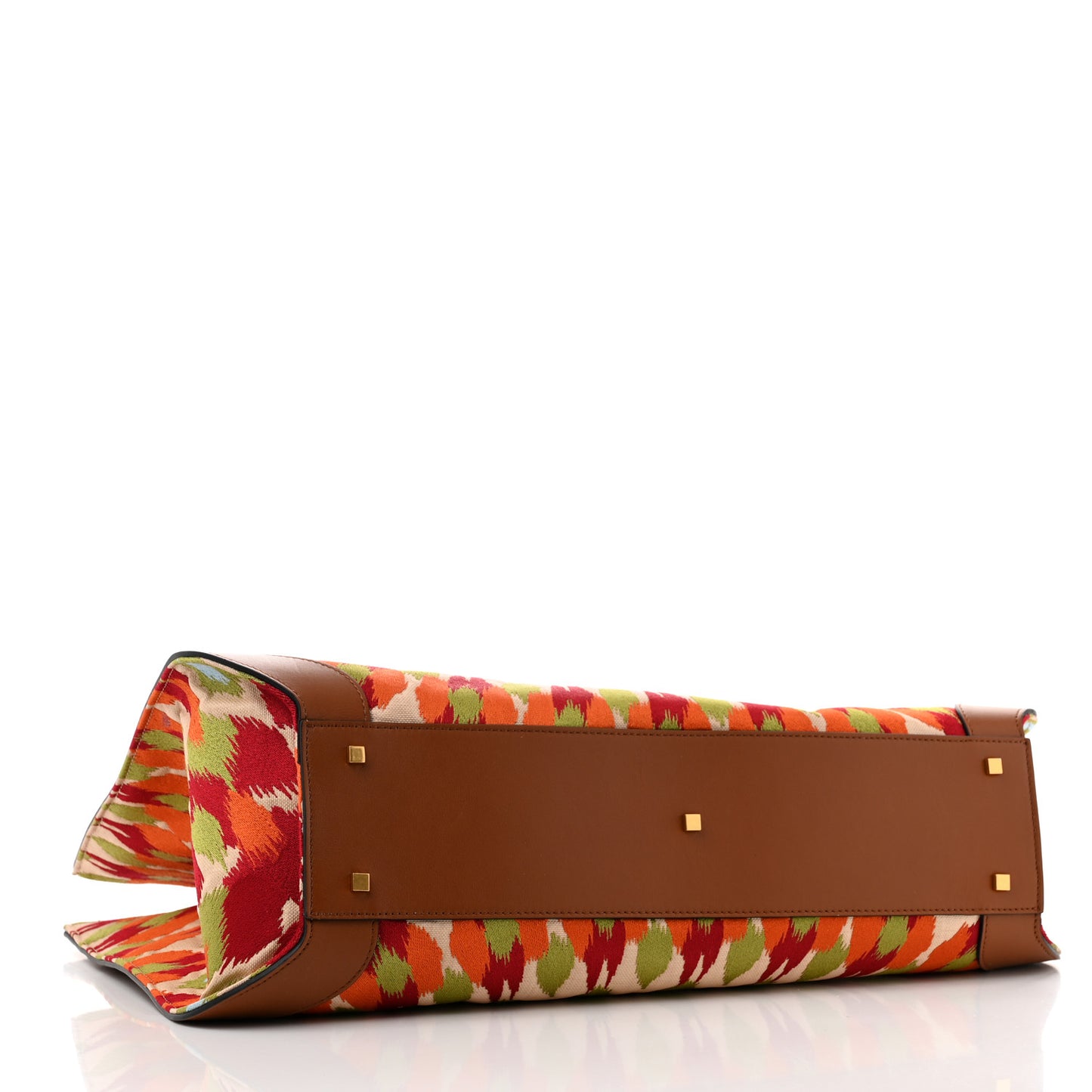 Canvas Calfskin Large Printed Vlogo Signature Tote Saddle Brown Multicolor