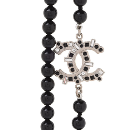 Chanel Ruthenium Crystal Baguette Pearl Beaded CC Long Necklace Black 4 of 6