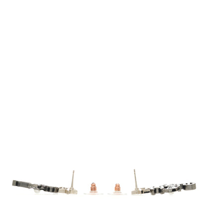 Chanel Crystal CC 5 Bow Pearl Drop Earrings Silver Pearly White 3 of 5