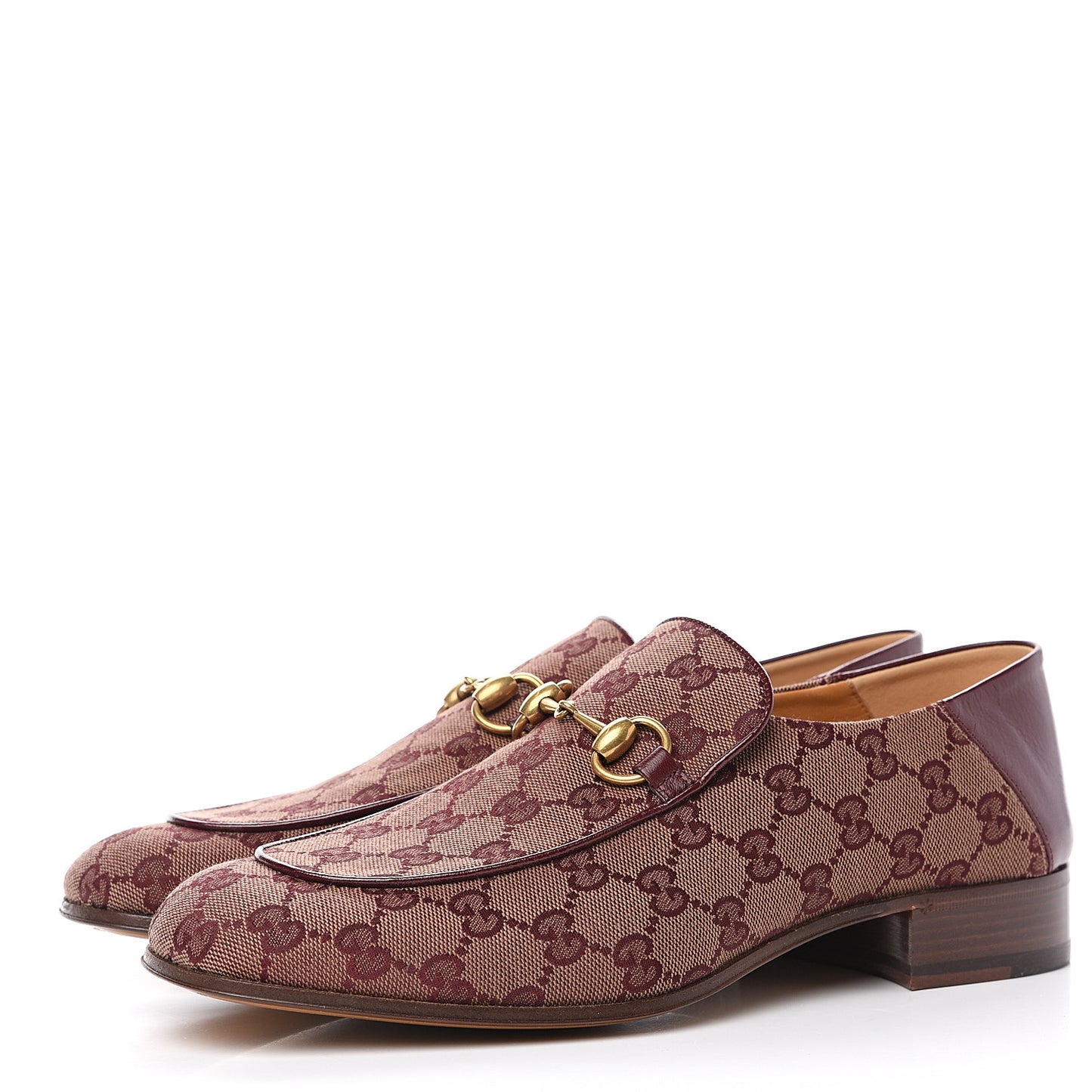 GG Monogram Granada Kid Mens Horsebit Loafers 8.5 Sahara Rubino Bright Bordeaux