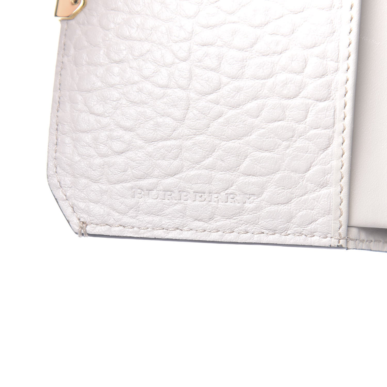 Burberry Signature Grain Calfskin Compact Wallet Stone White 7 of 9
