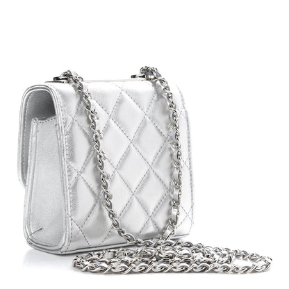 Chanel Metallic Lambskin Quilted Mini Trendy CC Clutch With Chain Silver 2 of 8