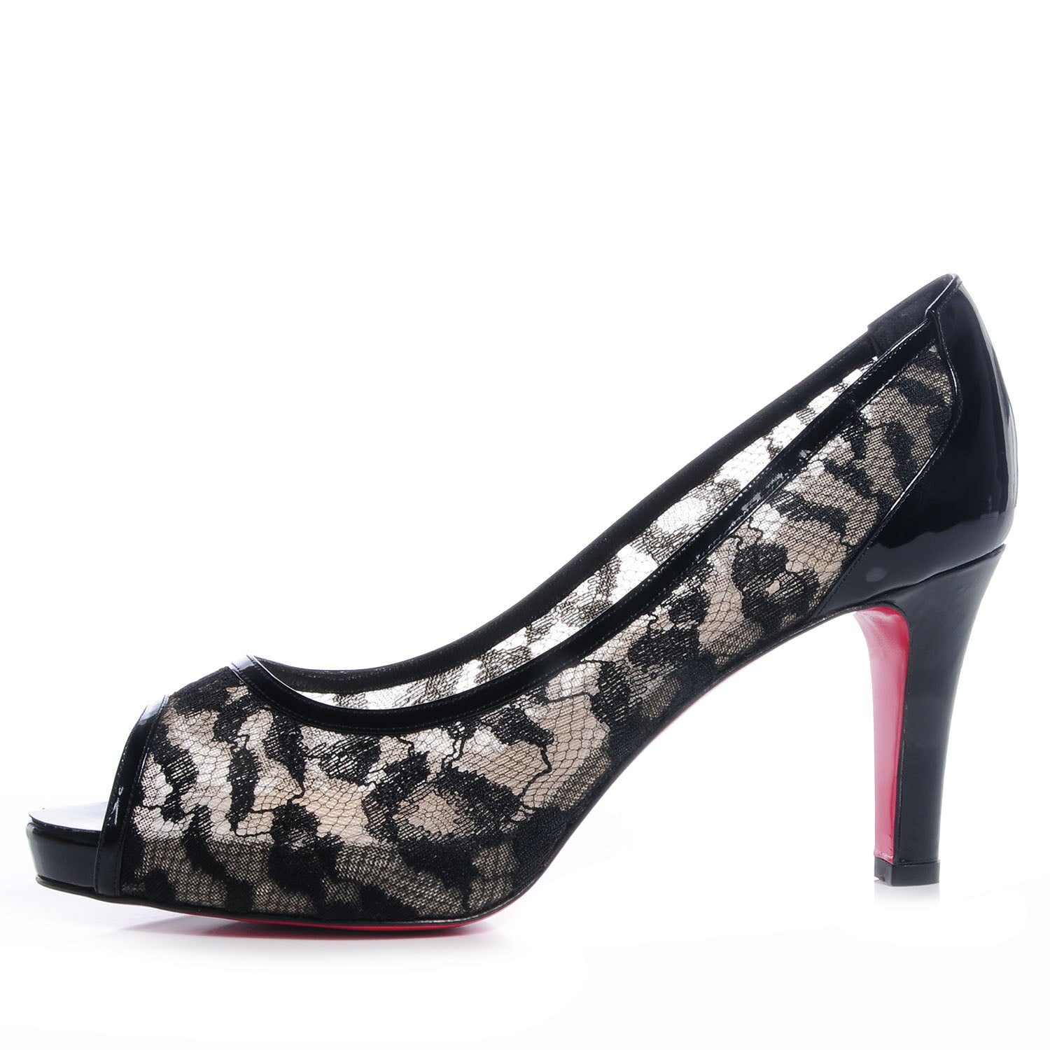 Christian Louboutin Patent Lace Leopard Ambro Pizzo 90 Pumps 40 Black 1 of 6