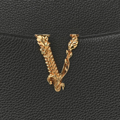 Versace Grained Calfskin Large Virtus Top Handle Shoulder Bag Black 13 of 15