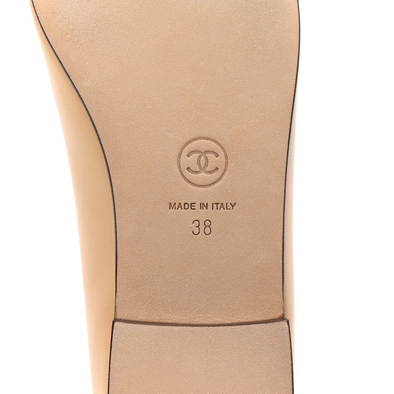 Chanel Lambskin Cap Toe CC Ballerina Flats 38 Beige Black 16 of 22