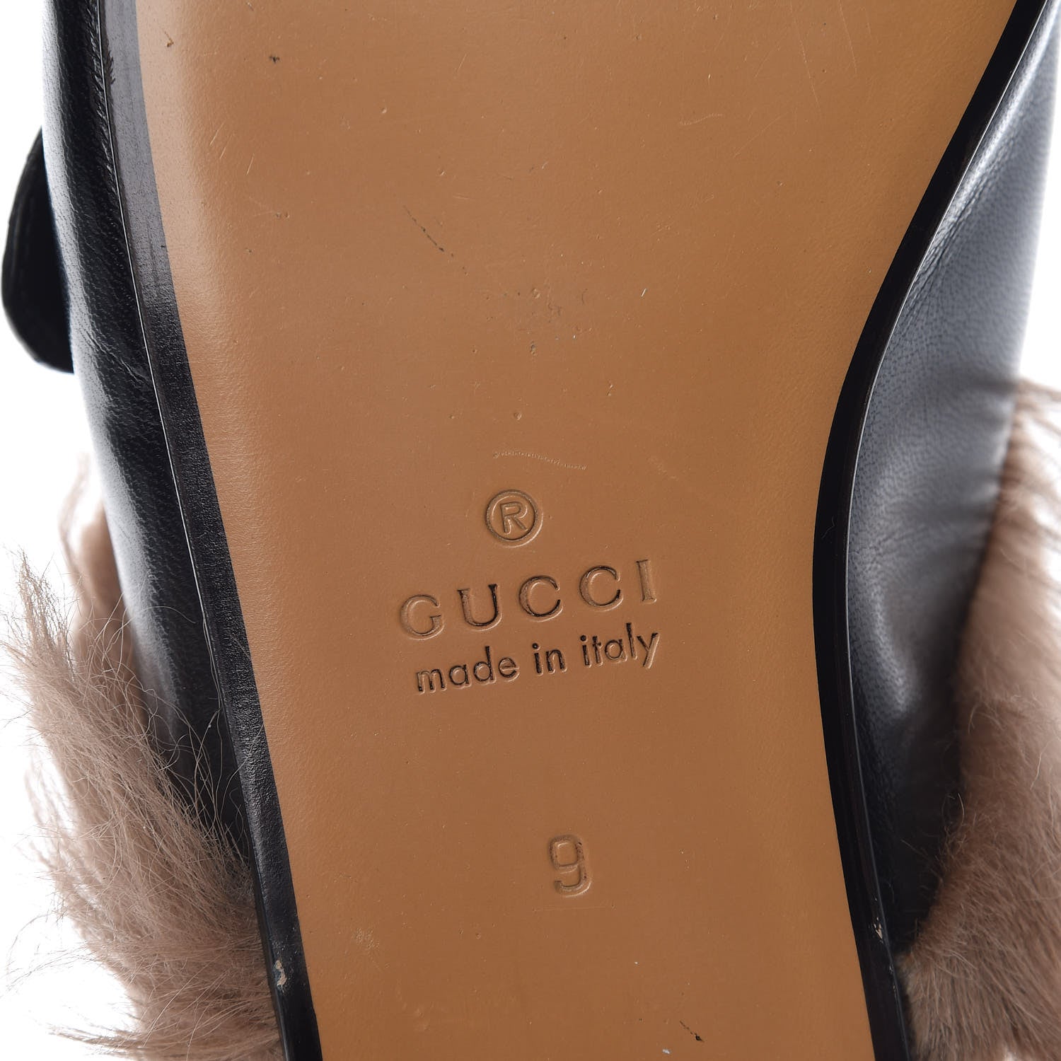 Gucci Goatskin Fur Web GG Mens Princetown Slippers 9 Cocoa 7 of 11