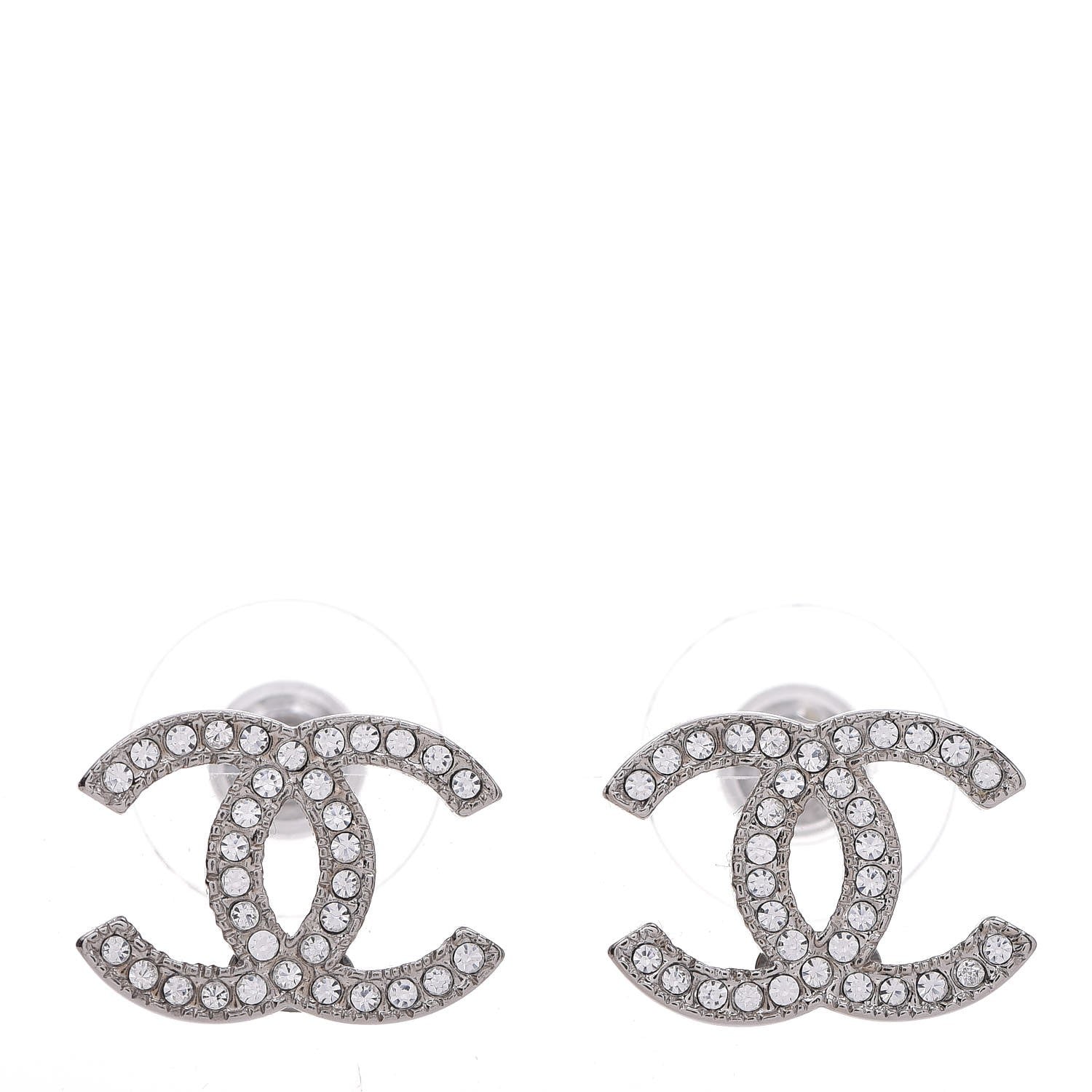 Chanel Crystal CC Earrings Light Grey 1 of 4