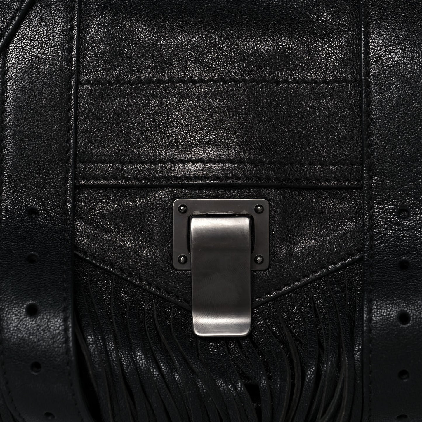 Lambskin Fringe PS1 Crossbody Pouch Black
