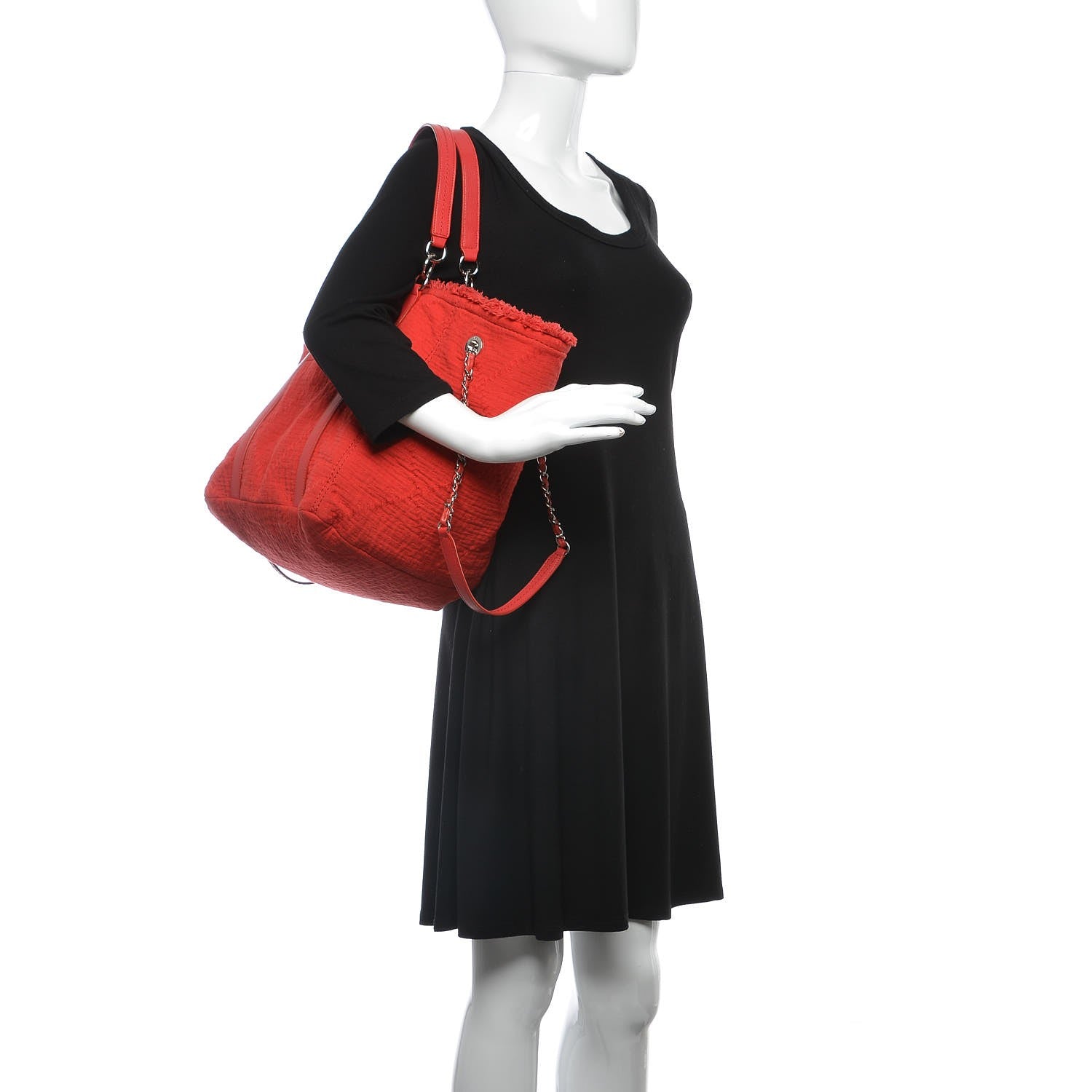 Chanel Canvas Small Double Face Shopping Tote Red 2 of 10