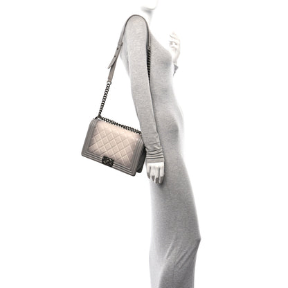 Chanel Calfskin Ombre Quilted New Medium Boy Flap Grey Beige 3 of 16