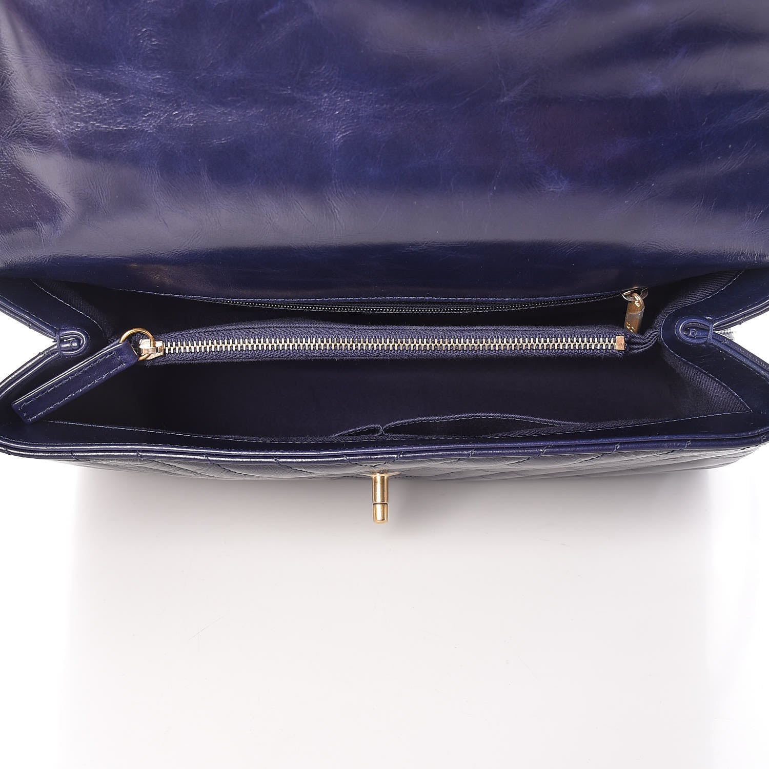 Chanel Calfskin Chevron Quilted Medium Coco Handle Flap Blue 5 of 10