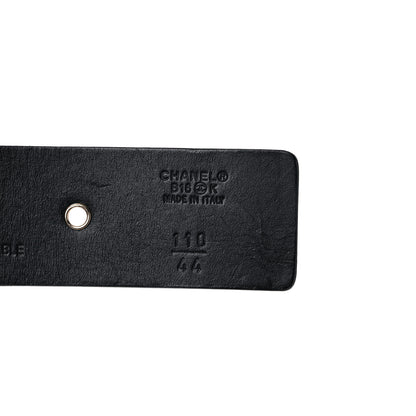 Chanel Calfskin Cross Stitch Grommet Belt 110 44 Black 3 of 5