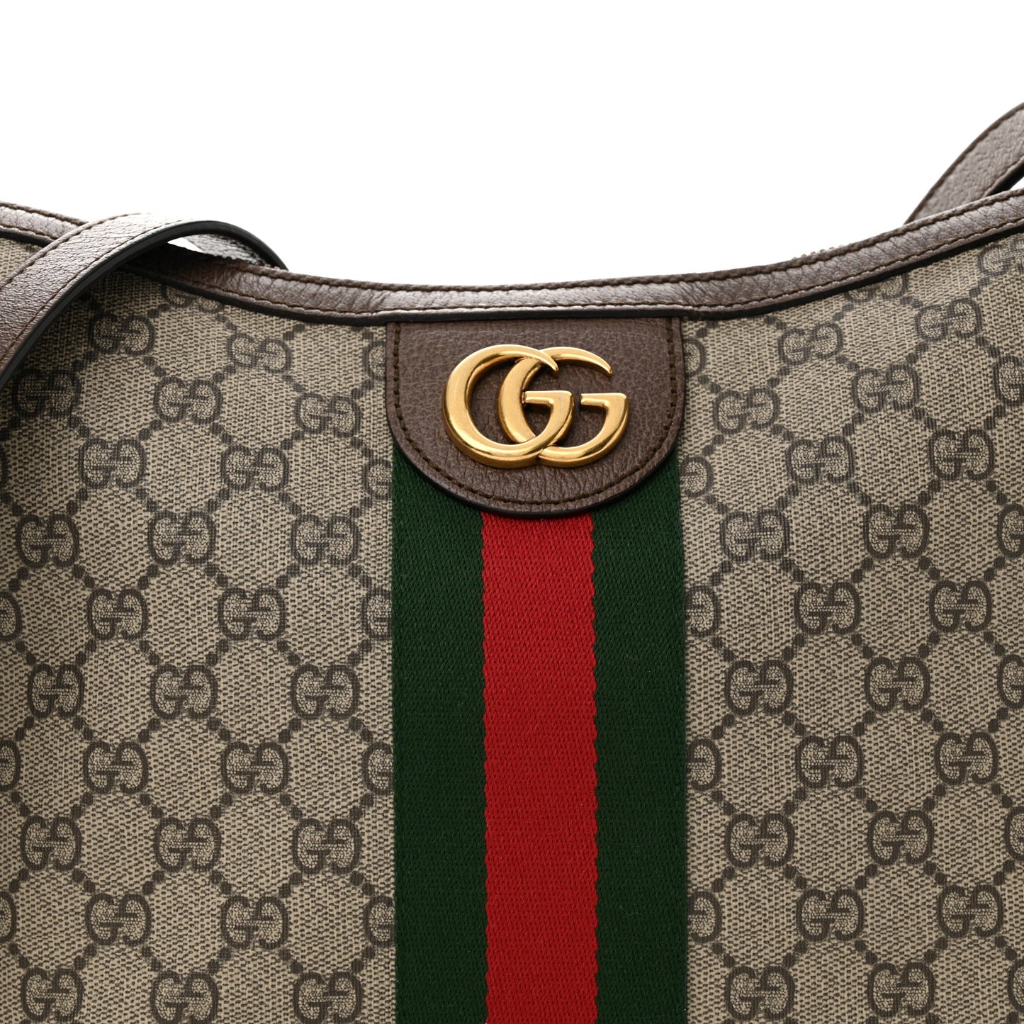 GG Supreme Monogram Web Small Ophidia Half Moon Hobo Brown