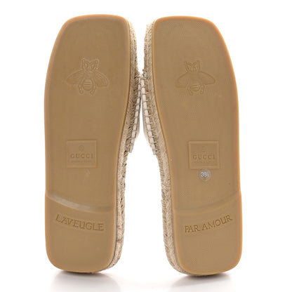 Gucci Nappa Interlocking G Espadrille Slide Sandals 38.5 Mystic White 5 of 9