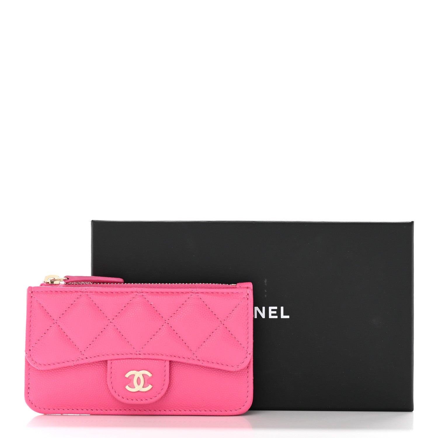 Chanel Caviar Quilted Flap Zip Card Holder Dark Pink 11 of 11