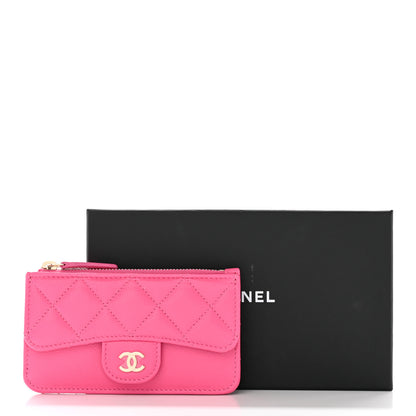 Chanel Caviar Quilted Flap Zip Card Holder Dark Pink 11 of 11