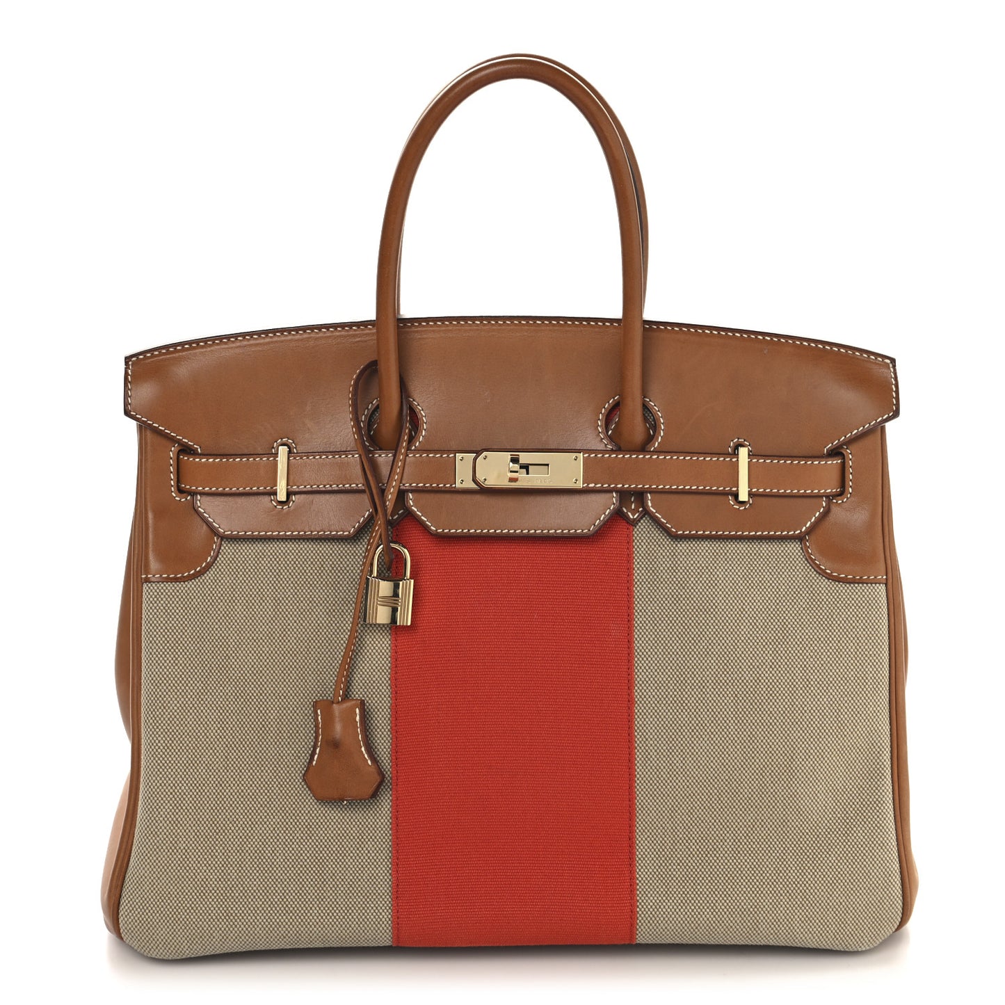 Toile Natural Barenia Flag Birkin 35 Fauve Paprika