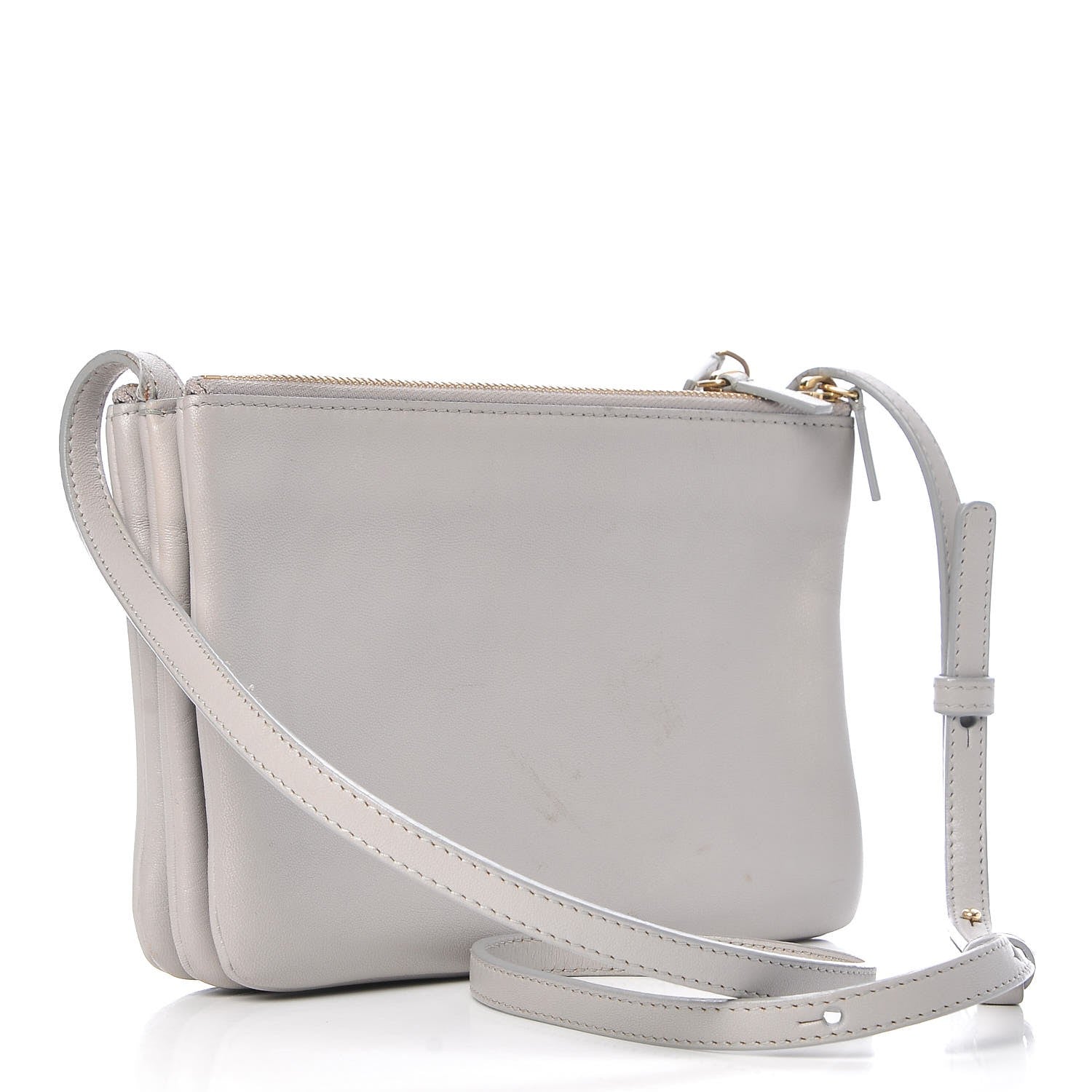 Celine Lambskin Small Trio Crossbody Bag Gray 3 of 14