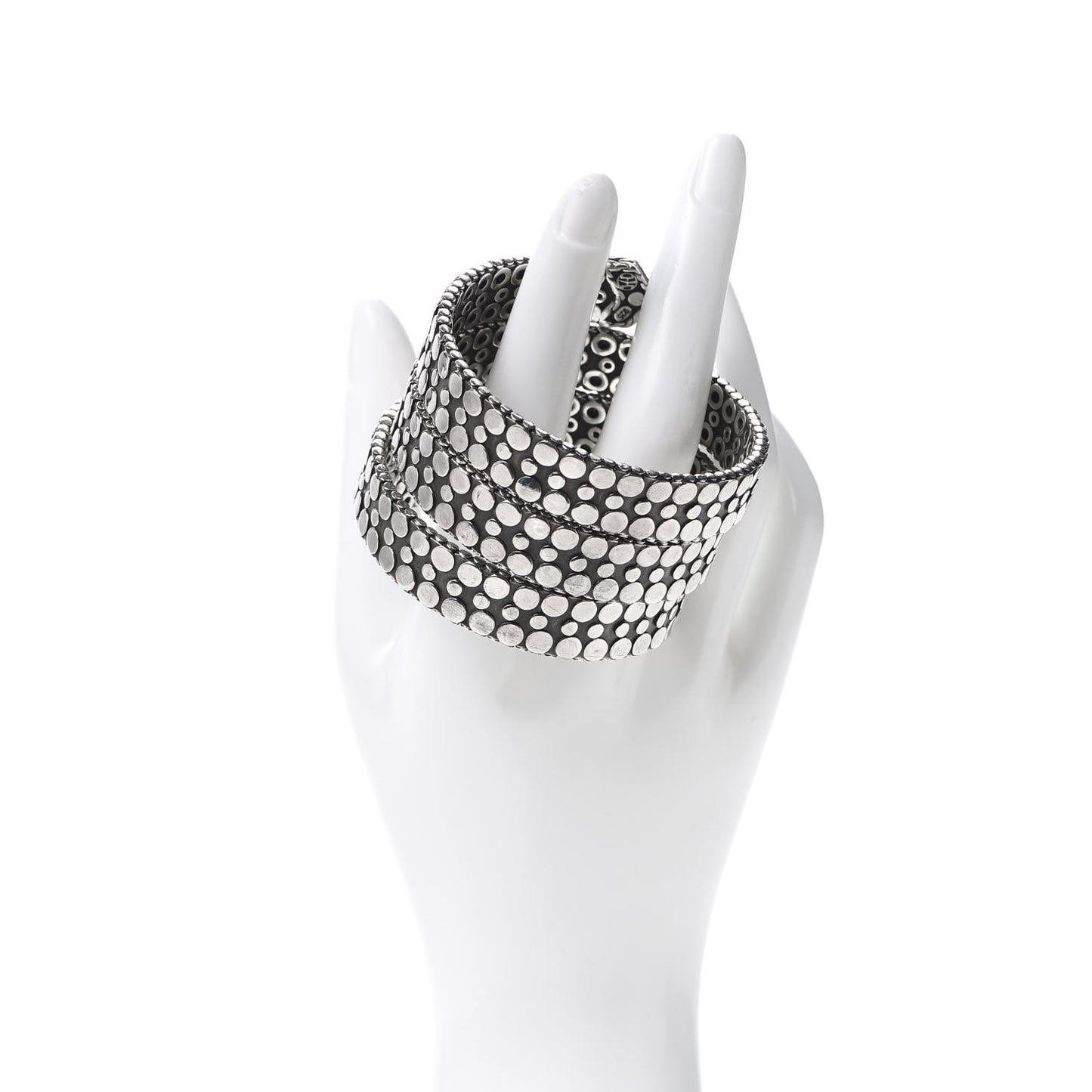 Sterling Silver Dot Triple Coil Bracelet M