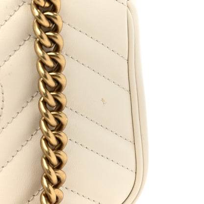 Gucci Calfskin Matelasse Mini GG Marmont Shoulder Bag White 10 of 11
