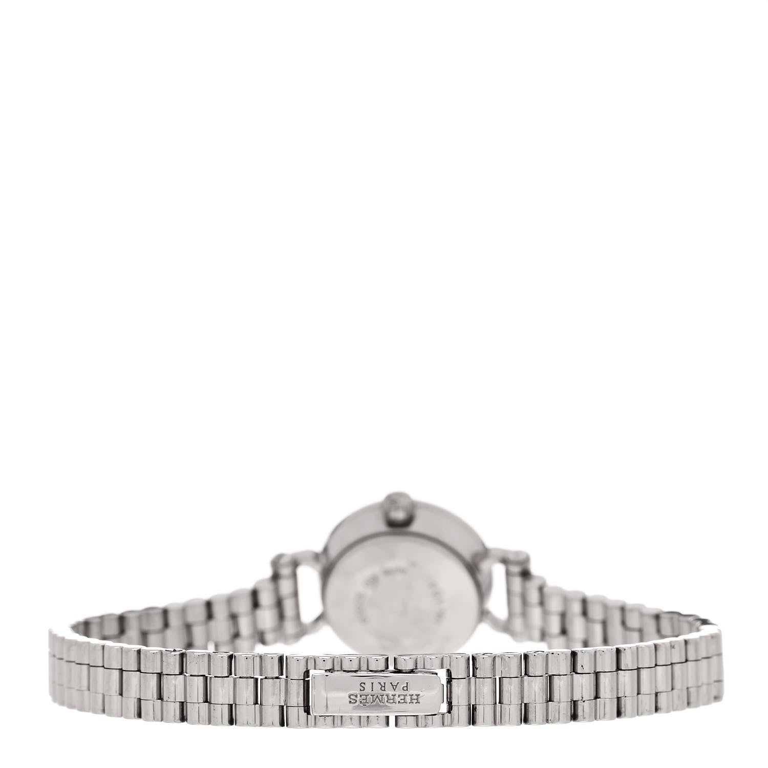 Hermes 18K White Gold Diamond 16mm Faubourg Quartz Watch 3 of 4