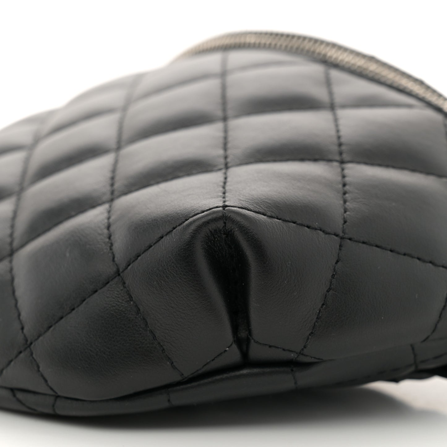 Calfskin Quilted Waist Belt Bag Black