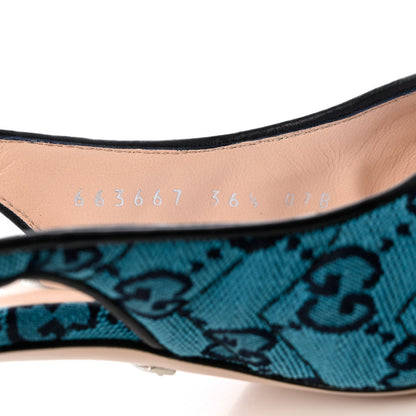 Gucci Monogram Multicolor Matelasse Nappa Double G 55mm Slingback Pumps 36.5 Light Blue 6 of 12