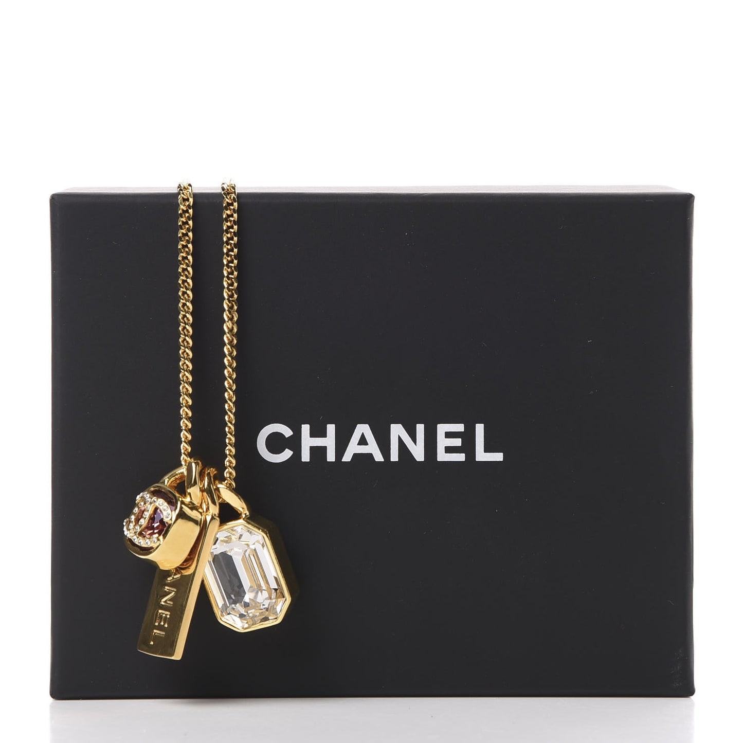 Metal Crystal Charm Necklace Purple Gold
