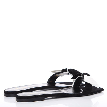 Saint Laurent Ayers Nubuck Bow Nu Pieds Slide Sandals 41.5 Black 4 of 9