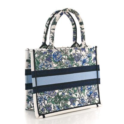 Christian Dior Canvas Embroidered Small Flowers Book Tote  Blue 3 of 11