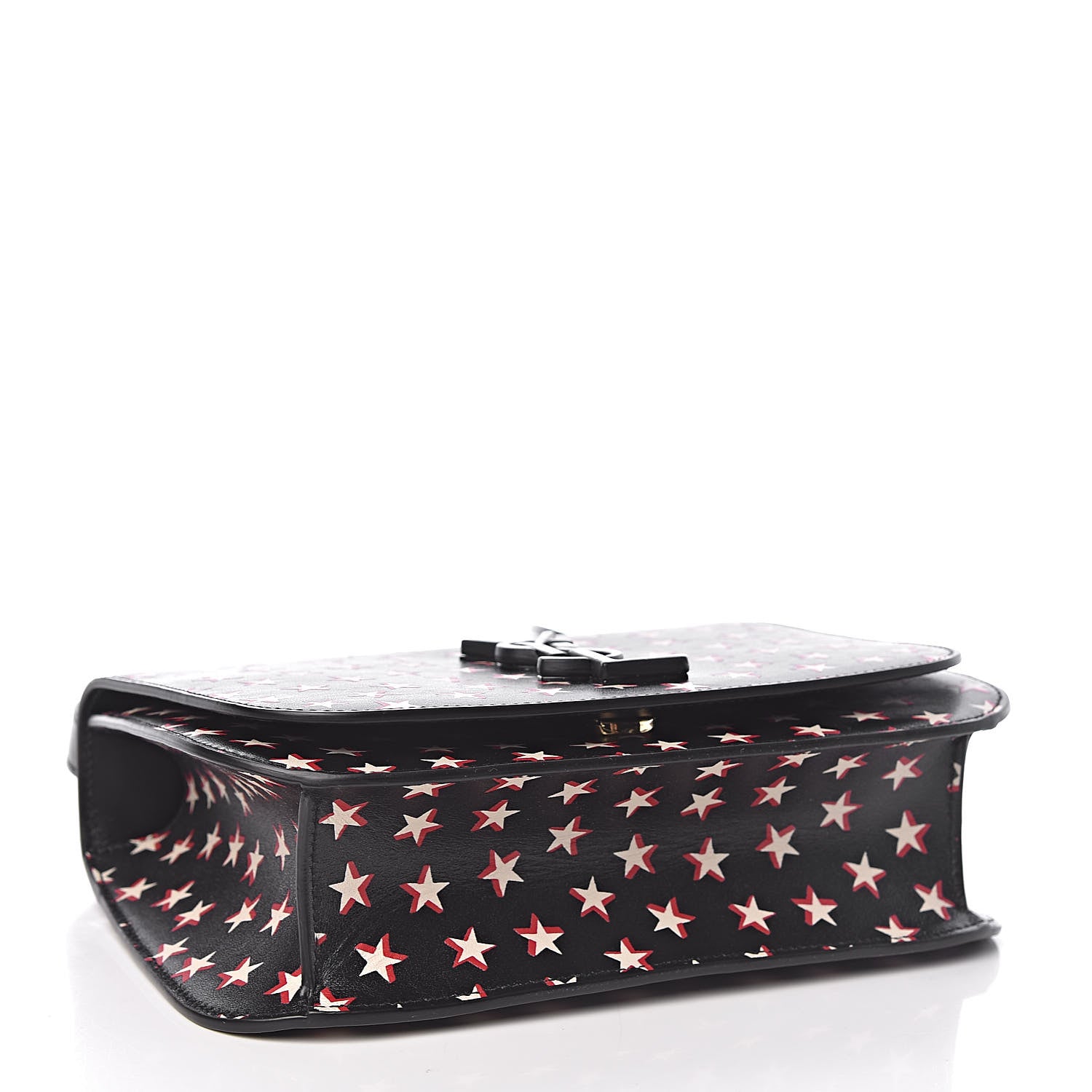 Saint Laurent Smooth Calfskin Star Print Small Spontini Saddle Bag Black Ivory Red 4 of 10