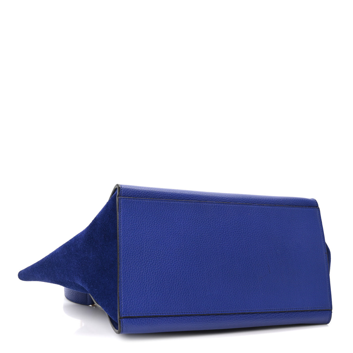 Celine Drummed Calfskin Suede Small Trapeze Indigo 4 of 9