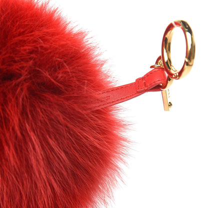 Fendi Fox Fur Shiny Nappa Heart Pom Pom Bag Charm Rosso Rosa 3 of 3