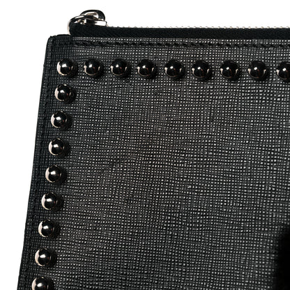 Fendi Vitello Elite Mink Fur Studded Karlito Zip Around Pouch Black 14 of 14