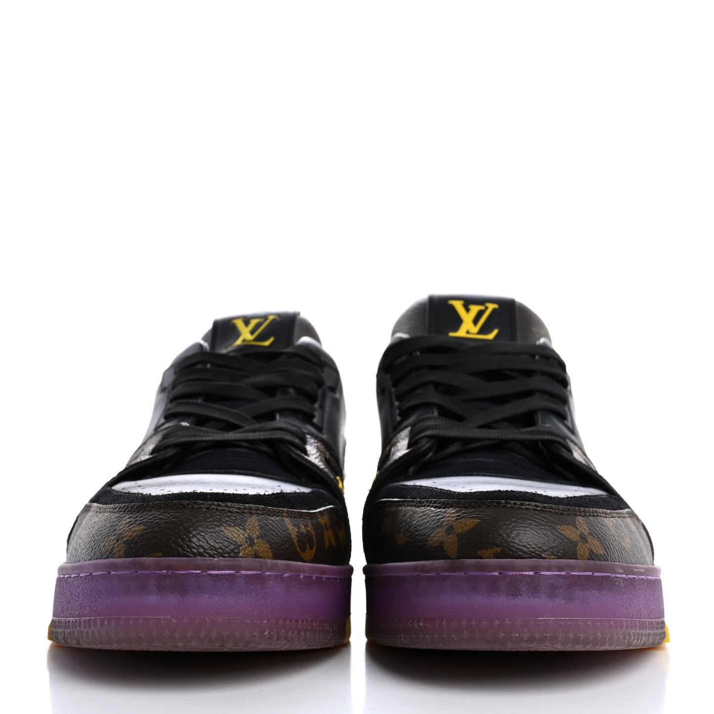 Monogram Calfskin Mens LV Trainer Sneaker 9 Black Purple