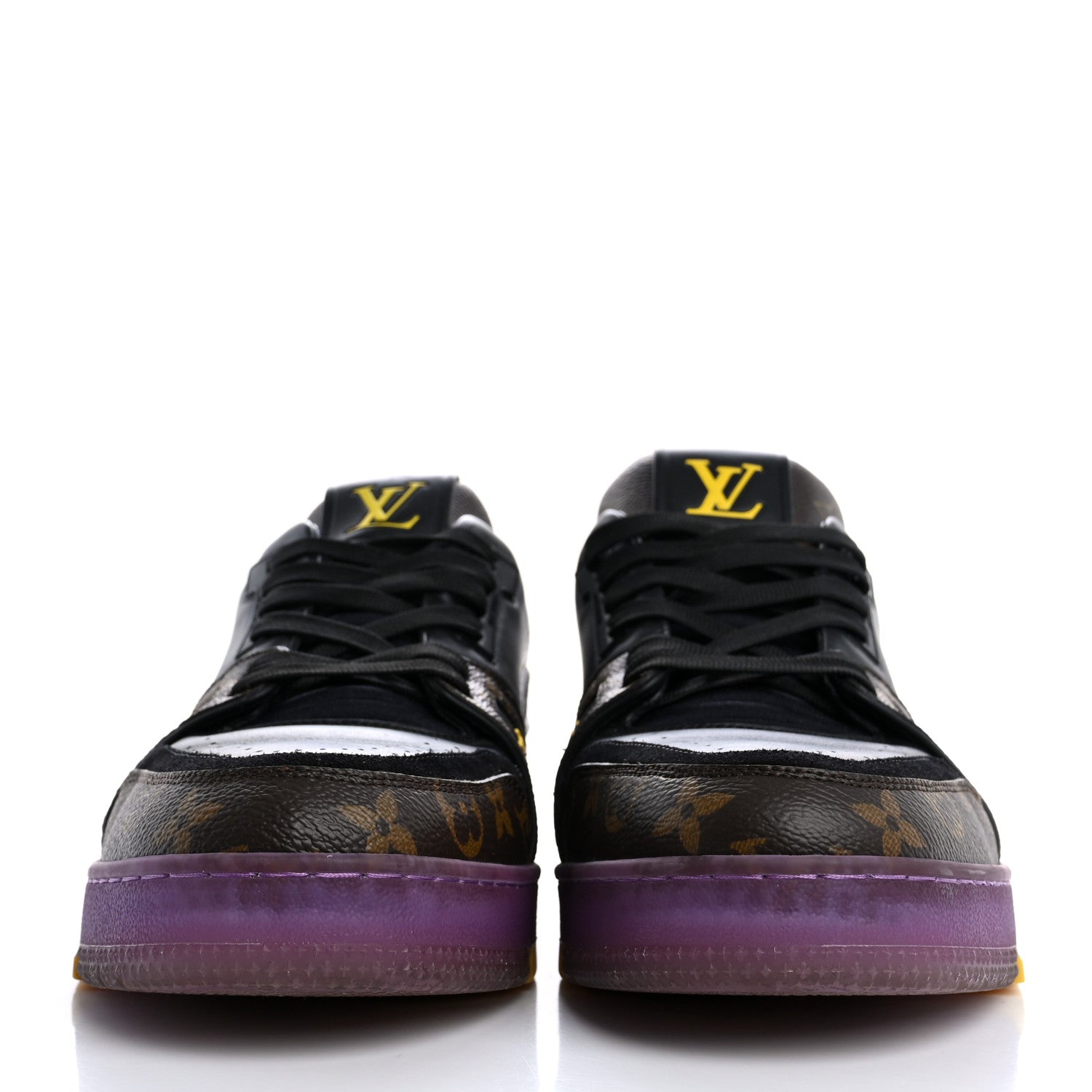 Louis Vuitton Monogram Calfskin Mens LV Trainer Sneaker 9 Black Purple 3 of 10