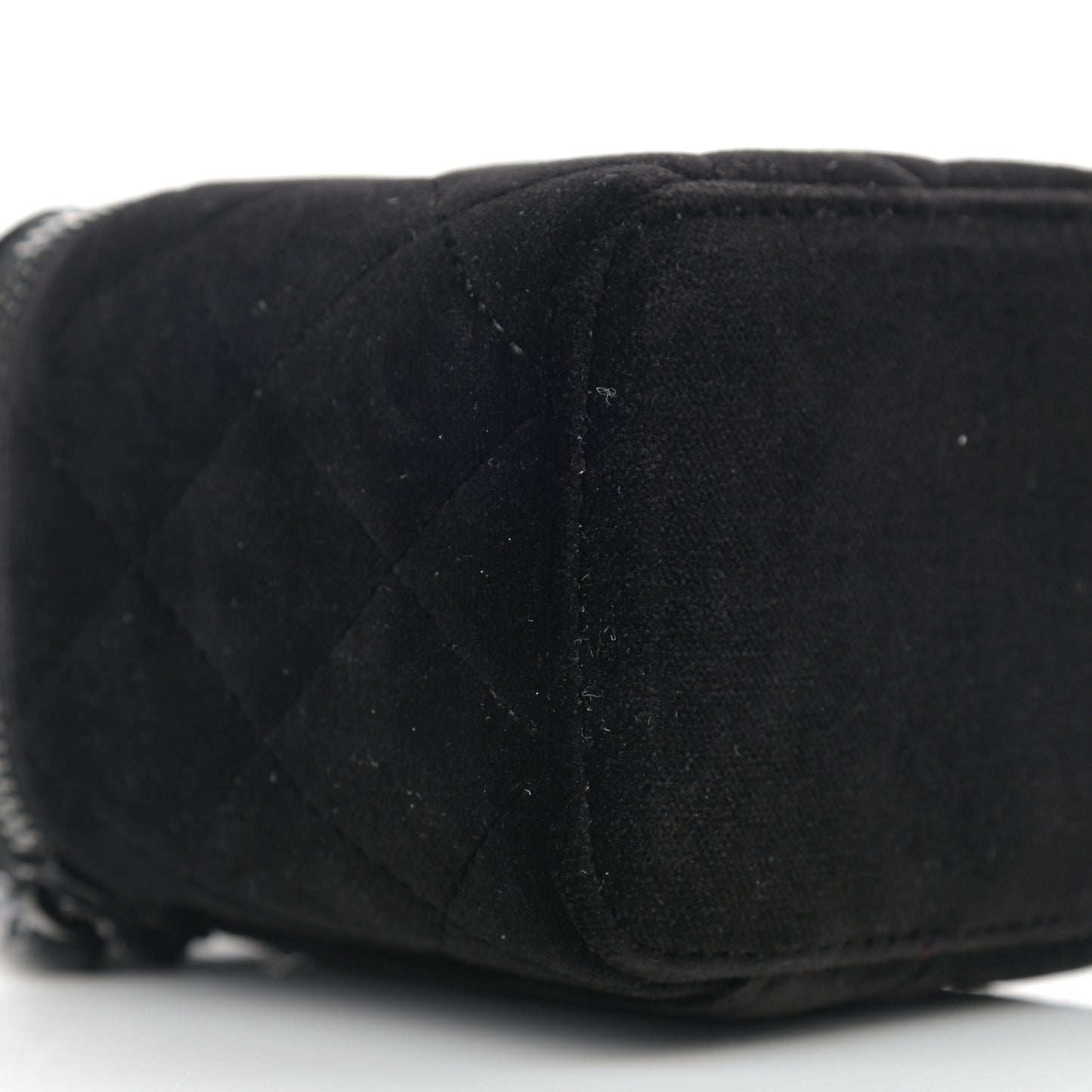 Velvet Quilted Mini Vanity Case With Chain So Black