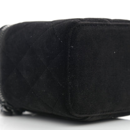 Chanel Velvet Quilted Mini Vanity Case With Chain So Black 8 of 10