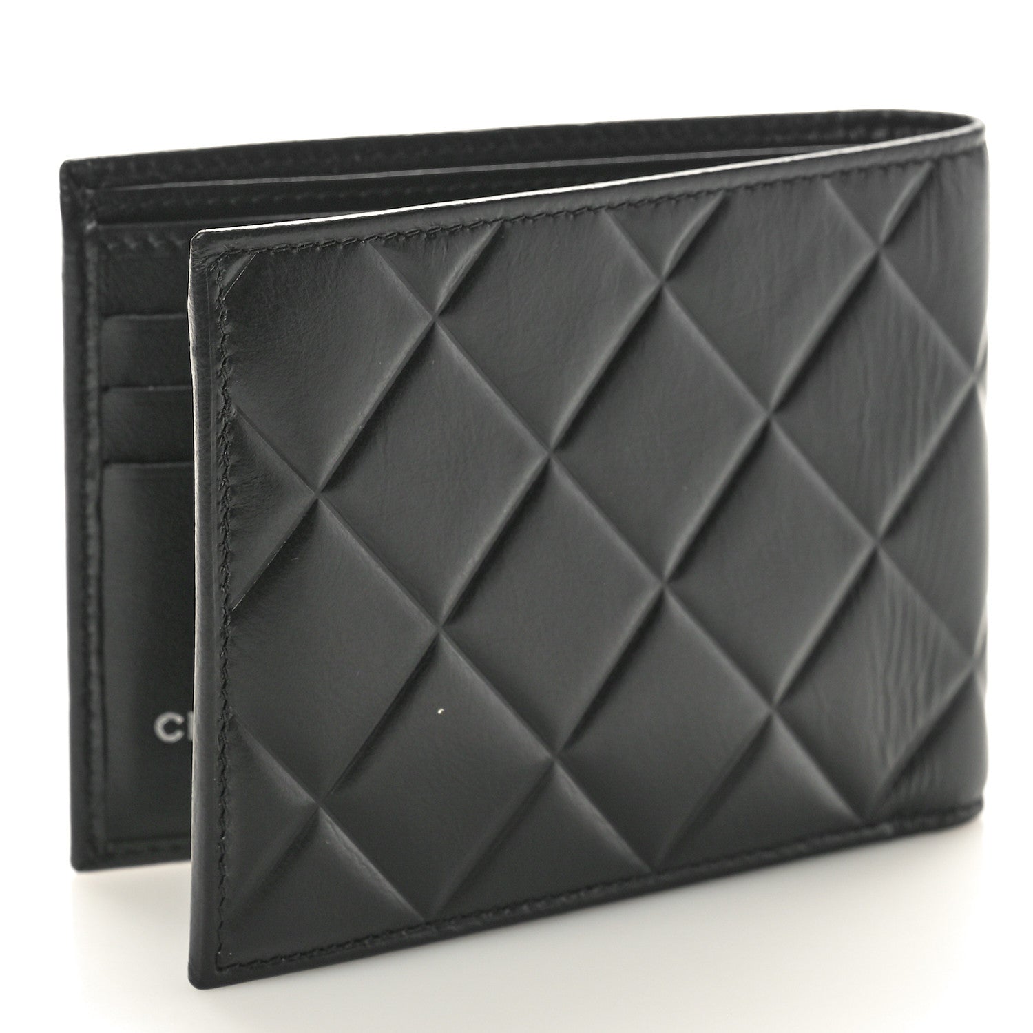 Chanel Calfskin Quilted Mens Small Pour Monsieur Wallet Black 3 of 9