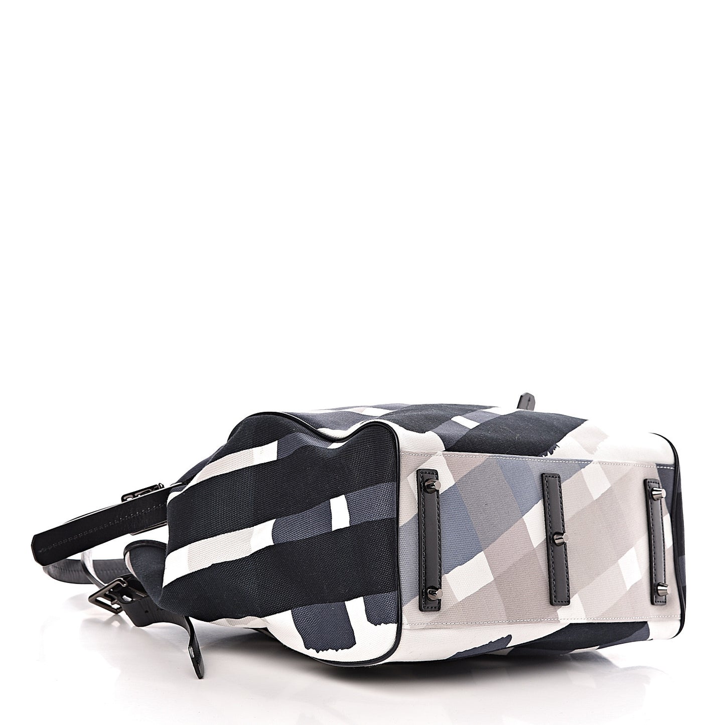Canvas Check Print Tote Blue