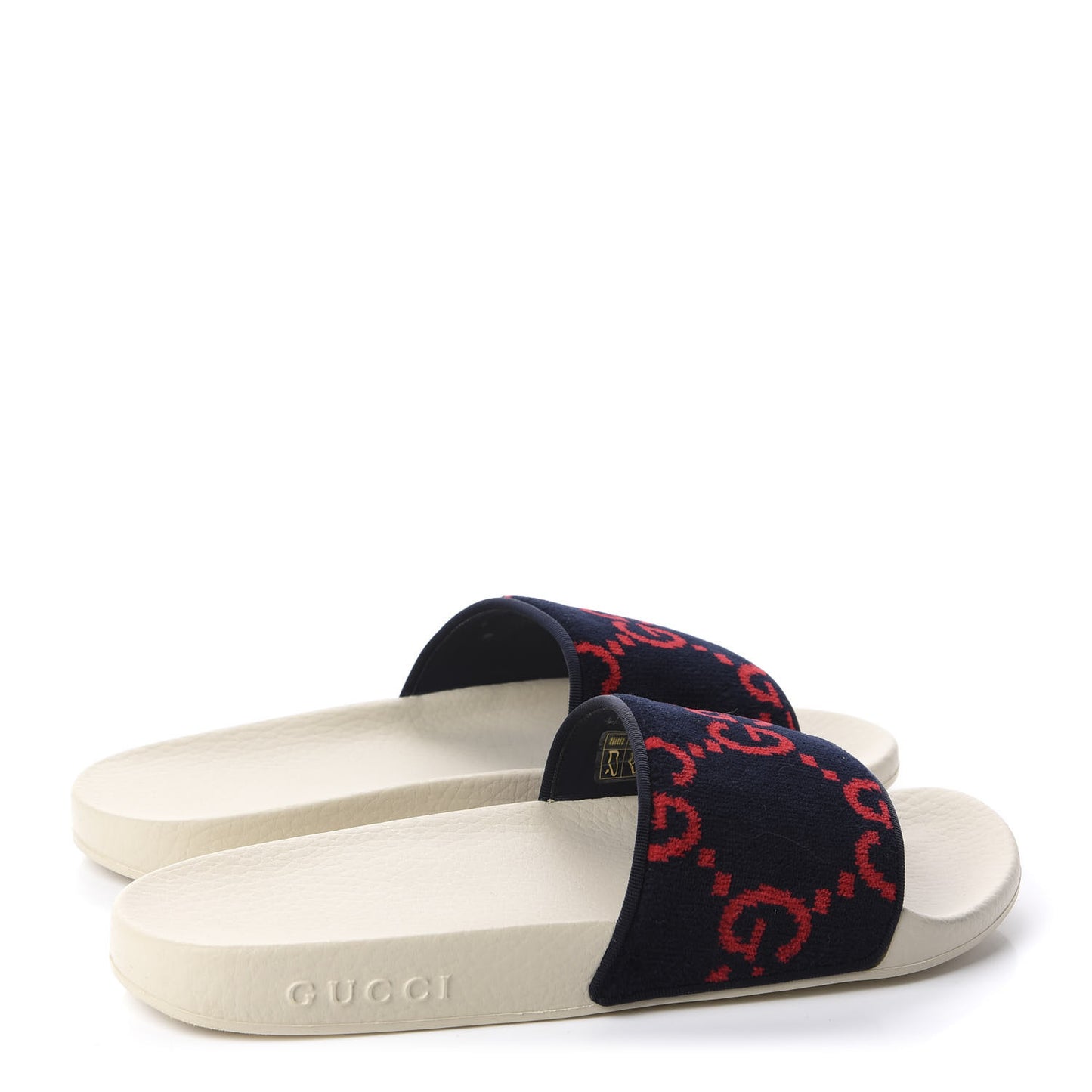 Velvet GG Monogram Slide Sandals 39 Blue Red