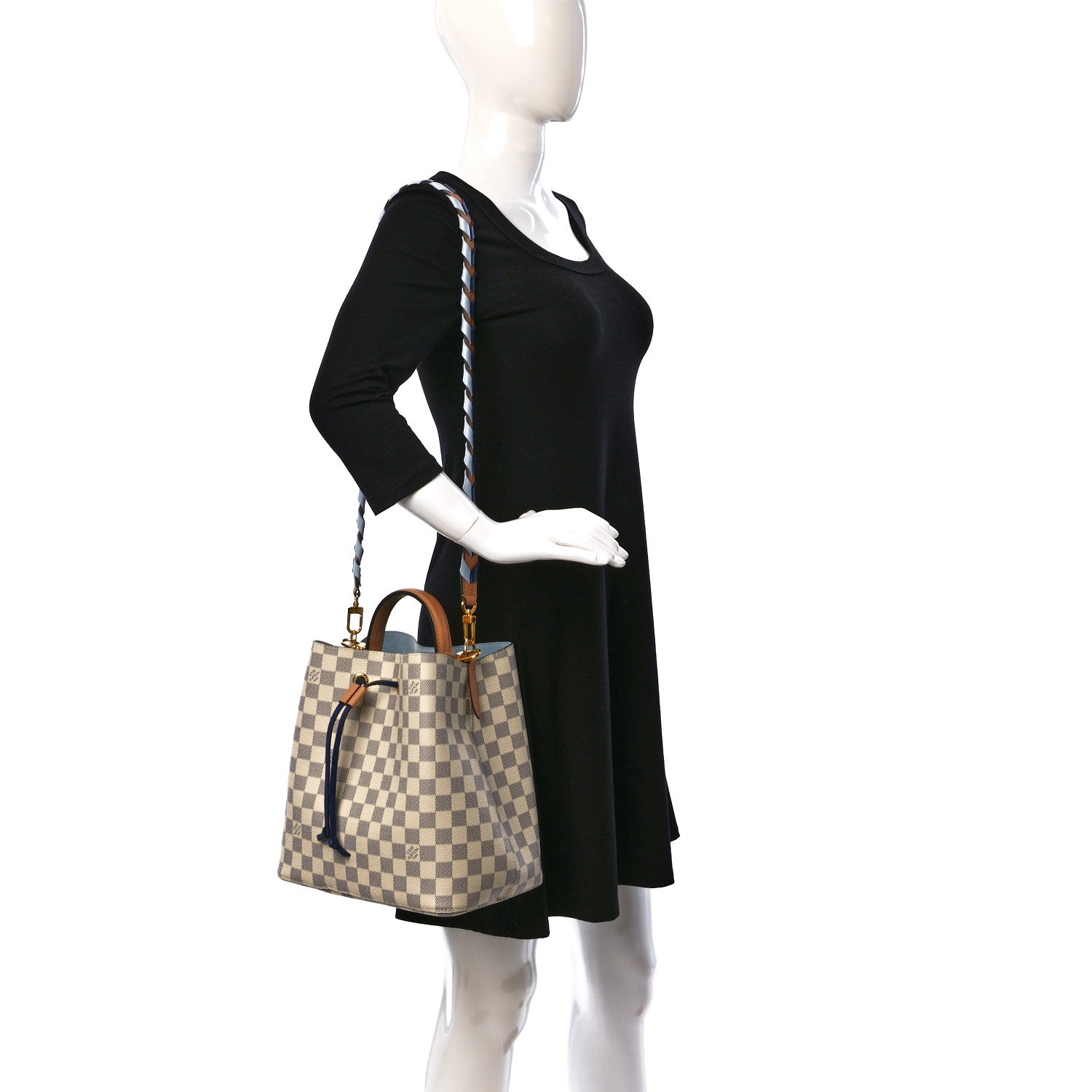 Louis Vuitton Damier Azur Braided Neonoe MM Blue 2 of 12