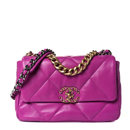 Chanel Lambskin Quilted Medium Chanel 19 Flap Purple 2 of 17