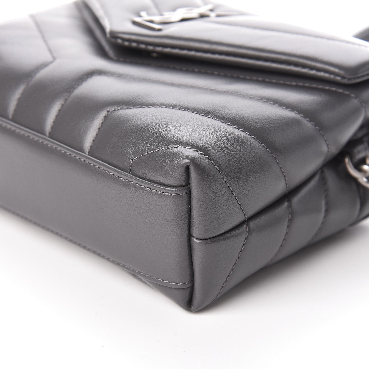 Saint Laurent Calfskin Y Quilted Monogram Toy Loulou Crossbody Bag Storm 9 of 11