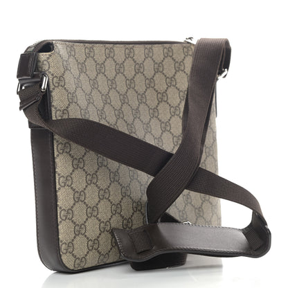 Gucci GG Supreme Monogram Selleria Calfskin Small Flat Messenger Bag Beige Ebony Cocoa Marrone Scuro 2 of 11
