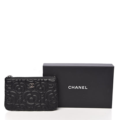 Chanel Goatskin Camellia Embossed Cosmetic Pouch Black 9 of 9